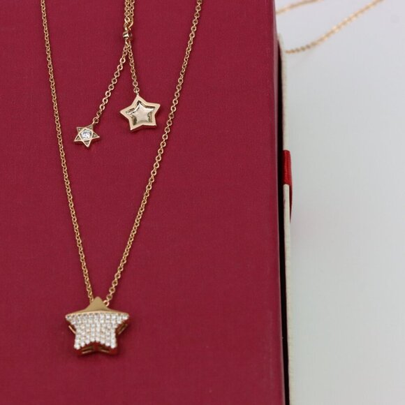 Rose Gold Double Layer Star Charm Necklace – Elegant & Stylish, XPNL0394 - Picture 6 of 13